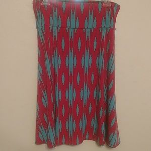 Azure knee length skirt Large pink + turquoise
